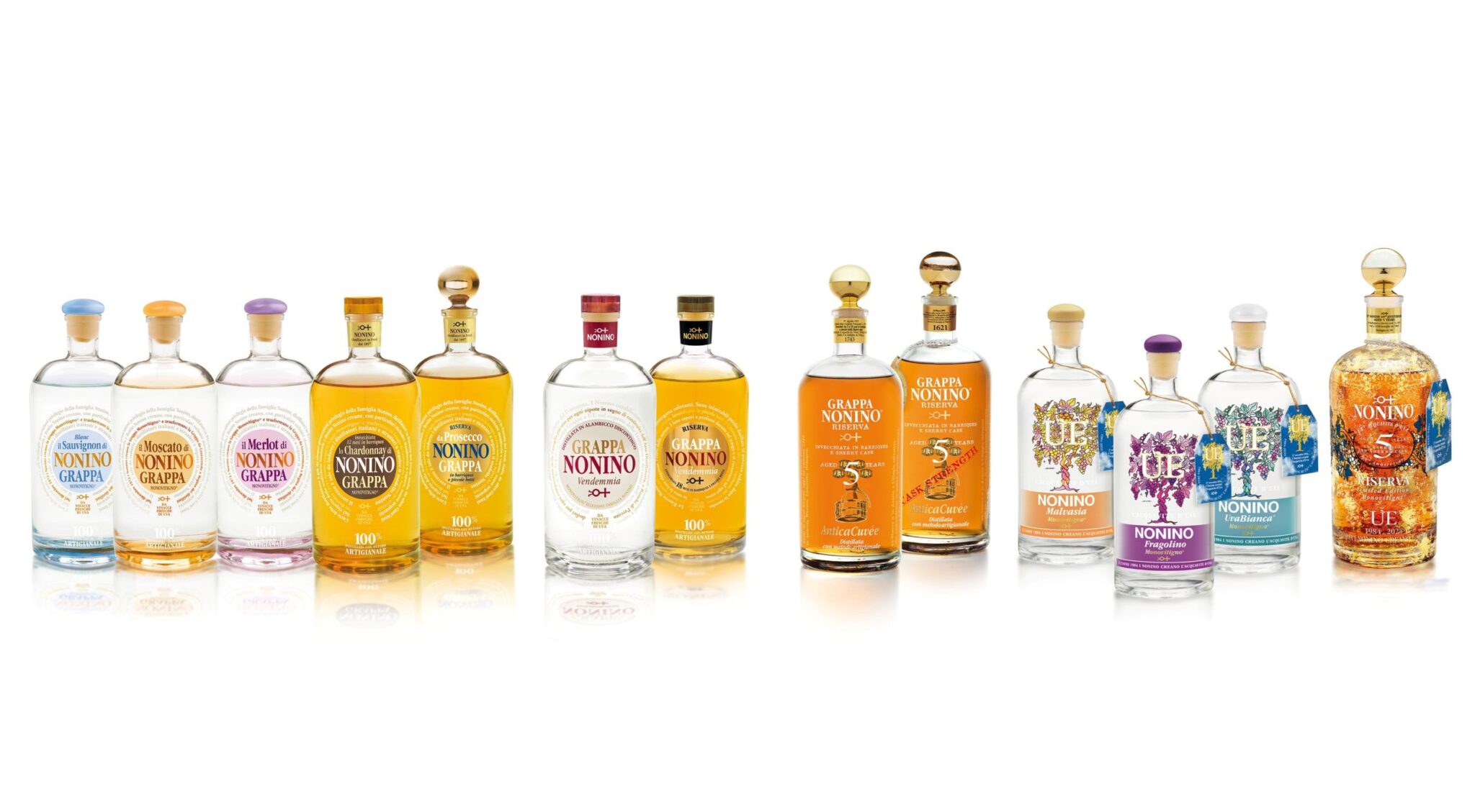 Grappe e acqueviti Nonino riportano tutte la dicitura 